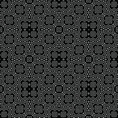Geometric vector pattern with triangular elements. Seamless abstract ornament for wallpapers and backgrounds. Black and white colors.