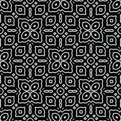  Geometric vector pattern with triangular elements. Seamless abstract ornament for wallpapers and backgrounds. Black and white colors.