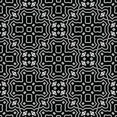  Geometric vector pattern with triangular elements. Seamless abstract ornament for wallpapers and backgrounds. Black and white colors.