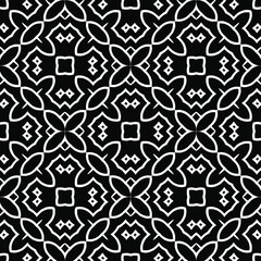  Geometric vector pattern with triangular elements. Seamless abstract ornament for wallpapers and backgrounds. Black and white colors.