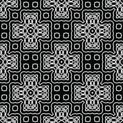  Geometric vector pattern with triangular elements. Seamless abstract ornament for wallpapers and backgrounds. Black and white colors.