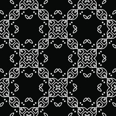  Geometric vector pattern with triangular elements. Seamless abstract ornament for wallpapers and backgrounds. Black and white colors.