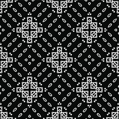  Geometric vector pattern with triangular elements. Seamless abstract ornament for wallpapers and backgrounds. Black and white colors.