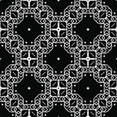  Geometric vector pattern with triangular elements. Seamless abstract ornament for wallpapers and backgrounds. Black and white colors.
