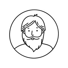 Man bearded icon. Hand drawn human avatar illustration in doodle sketch style. Vector image.