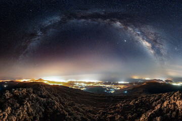 Milkyway Panorama over Lanzarote in Summer