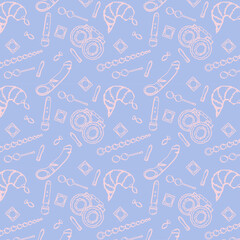 Seamless pattern with sex toys, adult toys; pink and purple color