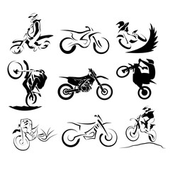 offroad motocross motorcycle silhouette set 9x eps i
