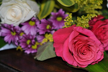 bouquet of roses on a table