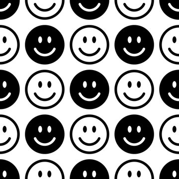 Smile icon pattern. Happy faces on a white background. Vector abstract background