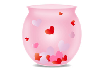 水槽の中に沈むハート　ラブピンク