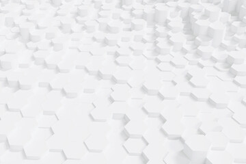 Abstract simple white hexagon background geometric layer, 3d render.