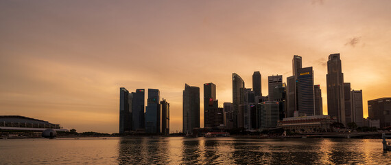 Fototapeta na wymiar City scape of Singapore central area at dusk.