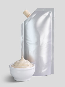 3d rendering of mayounnaise sauce packaging mockup