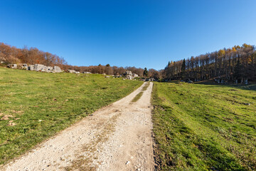 Valle delle Sfingi on Lessinia Plateau, called the Valley of the Sphinxes for its Karst Formations....