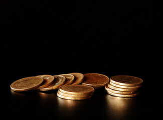 stacks of gold money coin background concept saving money