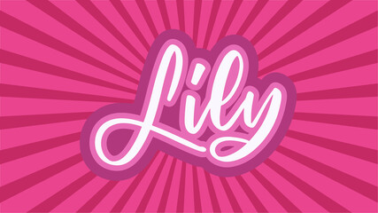 Lily Name Typography With Pink Outline Starburst
