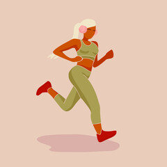 Fototapeta na wymiar Girl doing, exercise. Woman workout fitness, aerobic and exercises. Vector Illustration. Healthy lifestyle. Sport and fitness, healthy