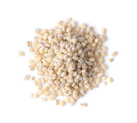 pile of pearl barley on white background