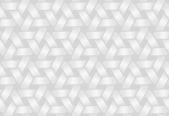 Vector seamless pattern of woven hexagonal shaped bands. White texture illustration.