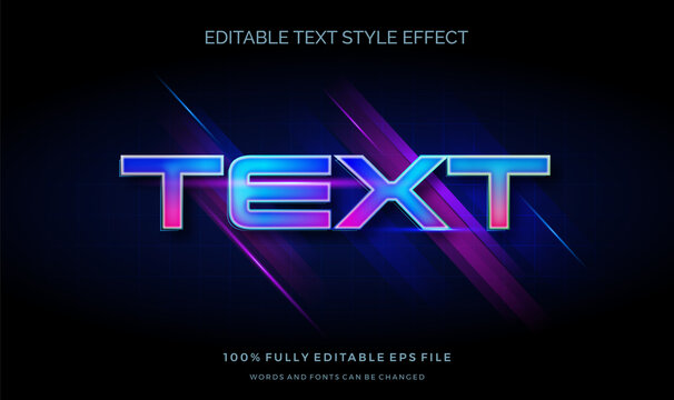 futuristic bright color light text style effect. editable font vector file