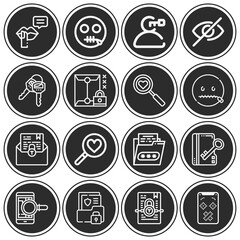 16 pack of hidden  lineal web icons set