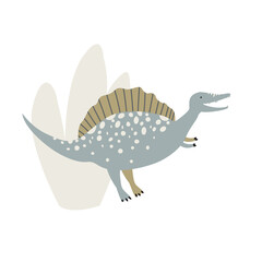 Cute Dinosaur vector illustration. Spinosaur. For poster, t-shirt, wallpaper, card.