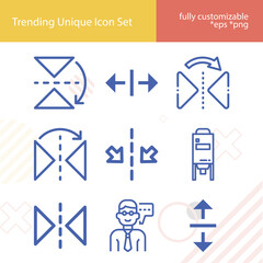 Simple set of deliberate related lineal icons.