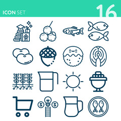 Simple set of 16 icons related to intelligent