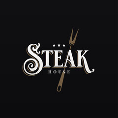 Steak house logo on black design background