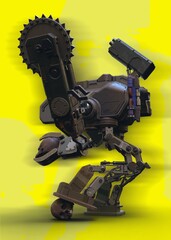 Cyberpunk robot with skull