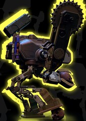 Cyberpunk robot with skull