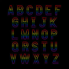 Rainbow LGBT flag on alphabet letters from A to Z