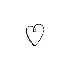 Simple doodle heart. Hand drawn heart isolated on white background. Valentine's Day symbol. Vector illustration.