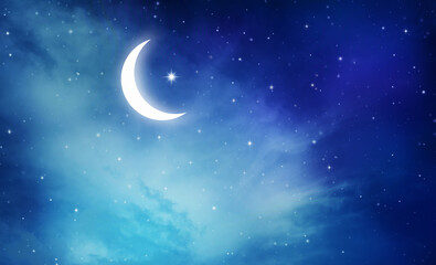 Obraz na płótnie Canvas Night sky and moon,Ramadan Kareem.
