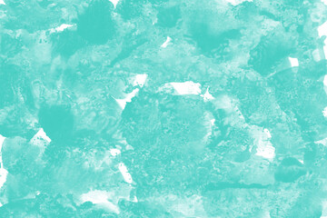 Aqua ink and watercolor texture on white paper background. Paint leaks and decalcomania effects. Hand-painted gouache abstract image. Mess on the canvas.