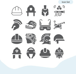 Simple set of armor plate related filled icons.