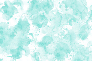 Aqua ink and watercolor texture on white paper background. Paint leaks and decalcomania effects. Hand-painted gouache abstract image. Mess on the canvas.