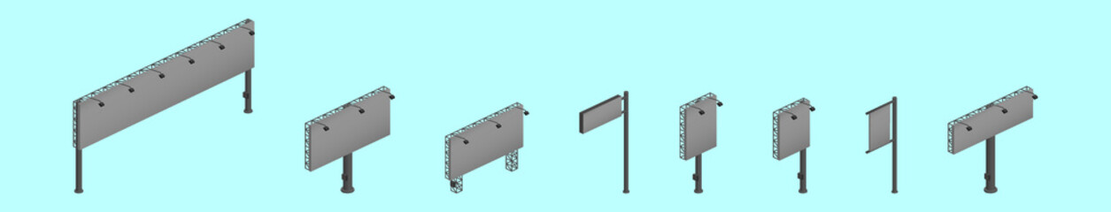 set of hoarding cartoon icon design template with various models. vector illustration isolated on blue background © eny