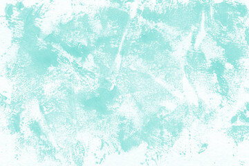 Aqua ink and watercolor texture on white paper background. Paint leaks and decalcomania effects. Hand-painted gouache abstract image. Mess on the canvas.