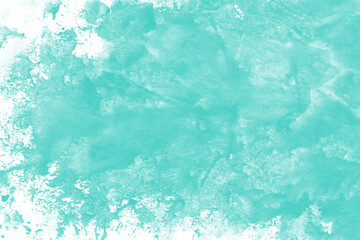 Aqua ink and watercolor texture on white paper background. Paint leaks and decalcomania effects. Hand-painted gouache abstract image. Mess on the canvas.