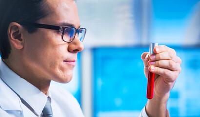 Professional scientist is working on a vaccine in a modern scientific research laboratory. Genetic...