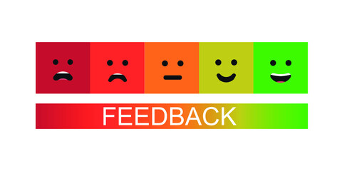 Rating scale in the form of mood emoticons. Feedback or rating Vector.