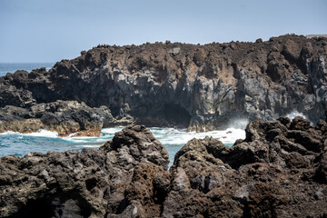 Hidden cave in a Cliff of Lanzarote