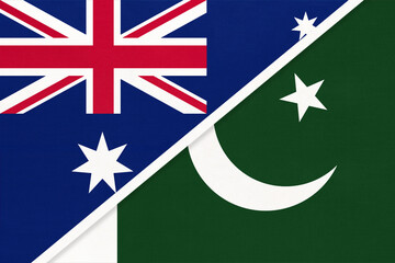 Australia and Pakistan, symbol of national flags from textile.
