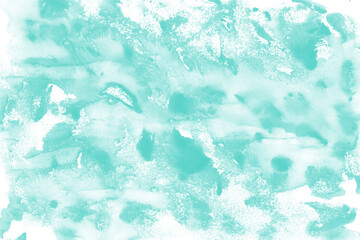 Aqua ink and watercolor texture on white paper background. Paint leaks and decalcomania effects. Hand-painted gouache abstract image. Mess on the canvas.