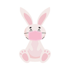 cute rabbit with face mask, colorful design