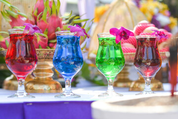 glasses of champagne and flowers