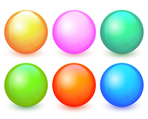 Vector balls set. Collection of colorful balls with shadow. Glossy spheres set isolated on white background. Vector illustration for your design EPS10
