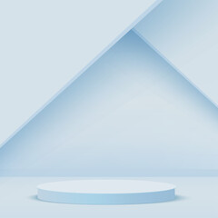 Abstract background with blue geometric 3d podiums. Vector illustration